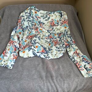 Daniel Rainn Multicolor Leaf Print Blouse